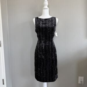 NWT Liz Claiborne Velvet Animal Print Sheath Dress Woman’s Sz 12 Gray Sleeveless
